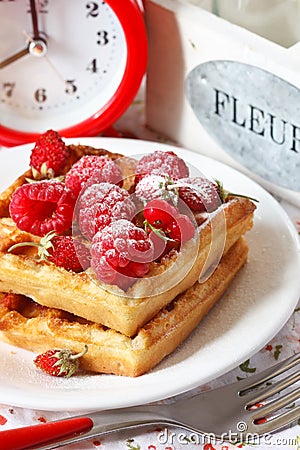 Belgian waffle. Stock Photo