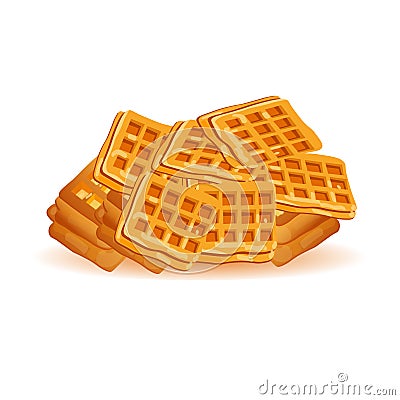 Belgian waffles . Dessert sweetness. We are preparing lunch. Isolated white background. Vector Illustration