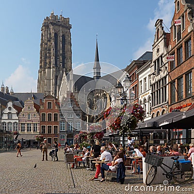 Belgium. Beautiful city Mechelen. Grote Markt Editorial Stock Photo