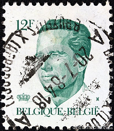 BELGIUM - CIRCA 1982: A stamp printed in Belgium shows King Baudouin, circa 1982. Editorial Stock Photo