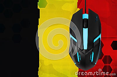 Belgium flag and computer mouse. Concept of country representing e-sports team Stock Photo