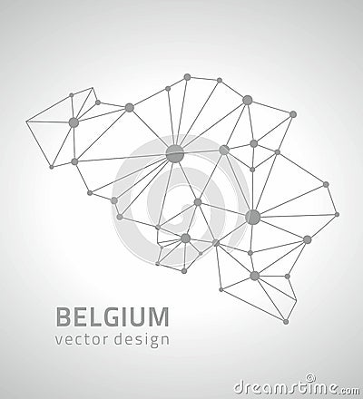 Belgium dot vector outline polygonal grey map Vector Illustration