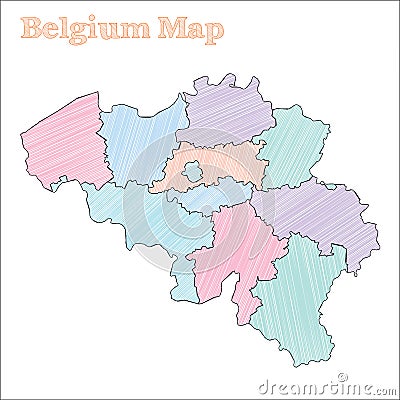 Belgium hand-drawn map. Vector Illustration