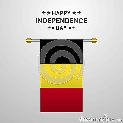 Belgium Independence day hanging flag background Vector Illustration