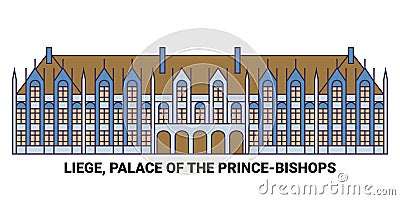 Belgium, Liege, Palace Of The Princebishops travel landmark vector illustration Vector Illustration