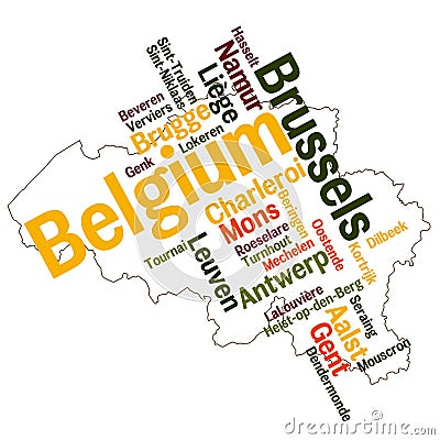 Belgium map and cities Vector Illustration