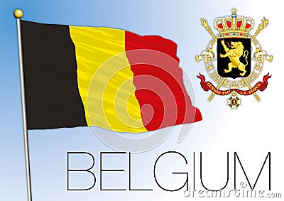 Belgium official national flag and coat of arms, vector illustration, EU Vector Illustration