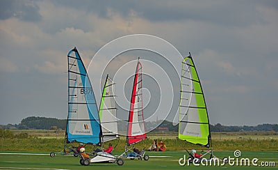 Colorful sportive sails on the horizon Editorial Stock Photo