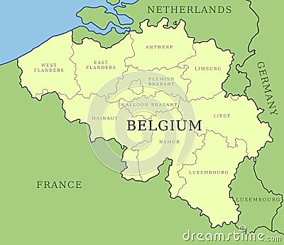 Belgium provinces map Vector Illustration