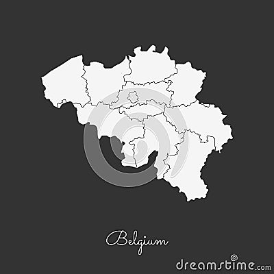 Belgium region map: white outline on grey. Vector Illustration