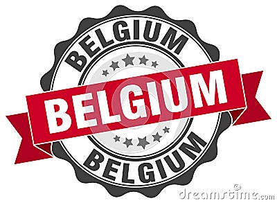 Belgium round ribbon seal Vector Illustration