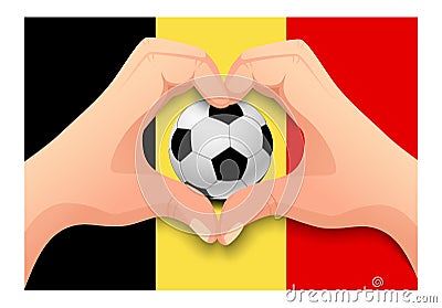 Belgium soccer ball and hand heart shape Cartoon Illustration