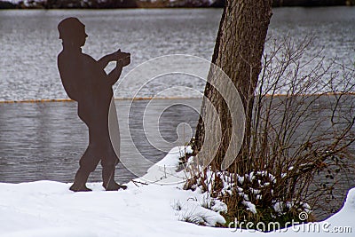 Belgium, Spa, View of Lake Warfaaz, area reserved for fishermen Editorial Stock Photo