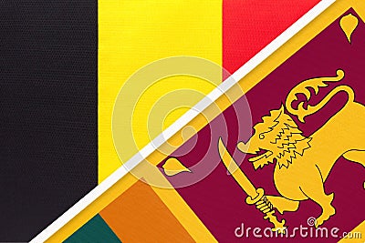 Belgium and Sri Lanka, symbol of two national flags from textile. Championship between two countries Stock Photo
