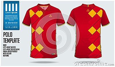 Belgium Team Polo t-shirt sport template design for soccer jersey, football kit or sportwear. Classic collar sport uniform. Vector Illustration