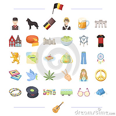 Belgium, travel, national and other web icon in black style Vector Illustration