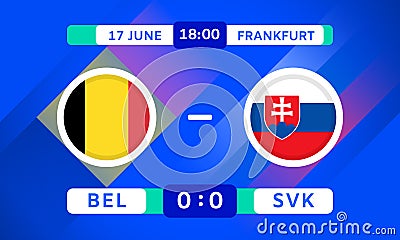 Belgium vs Slovakia Match Design Element. Flags Icons with transparency isolated on blue background. Football Championship Vector Illustration