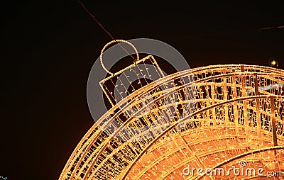 Beautiful and elegant Christmas lights decorations on the streets of Brussels. Editorial Stock Photo
