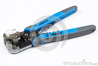 Belgrade - 18. April 2021. - Unior Crimp Cable pliers isolated above white background Stock Photo