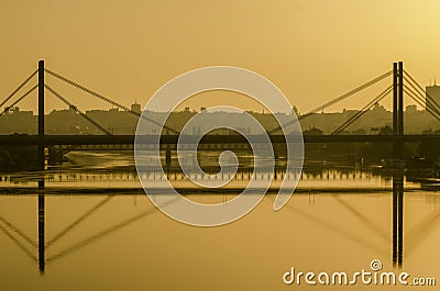 Belgrade panorama from river Sava Stock Photo