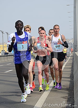 BELGRADE, SERBIA - APRIL 22: A group of marathon competitors during the 30 th Belgrade Marathon Editorial Stock Photo