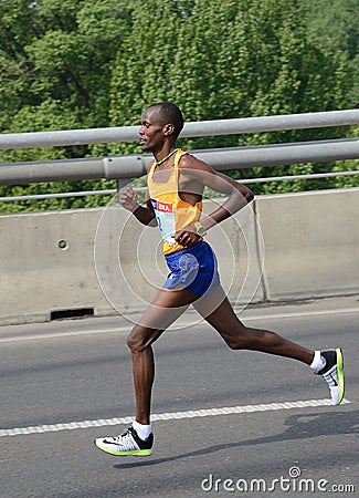 BELGRADE, SERBIA - APRIL 22: Stephen Kipnegetich Katam runs on 30th Belgrade marathon Editorial Stock Photo