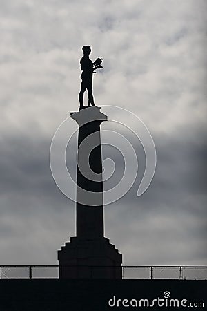 Silhouette of statue of Victory in capital city Belgrade, Serbia Stock Photo