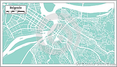 Belgrade Serbia City Map in Retro Style. Outline Map Stock Photo