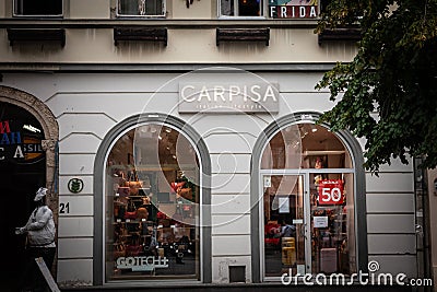 BELGRADE, SERBIA - JULY 30, 2023: Logo of Carpisa on their main store in Belgrade. Carpisa is an Italian manufacturer and retailer Editorial Stock Photo