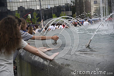 Fountain water splashes Editorial Stock Photo