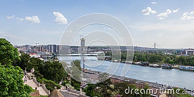 Construction of Belgrade Waterfront modern residence complex on Sava river in Belgrade, capital of Editorial Stock Photo