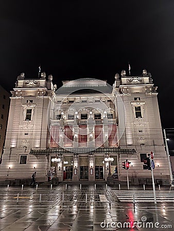 Belgrade Serbia National Theatre by night Stock Photo