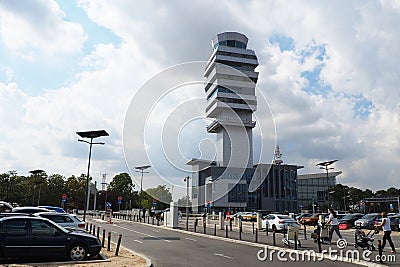 Belgrade, Serbia 09.17.23 Nikola Tesla International Airport in Surcin. New airport buildings. Increase in passenger Editorial Stock Photo