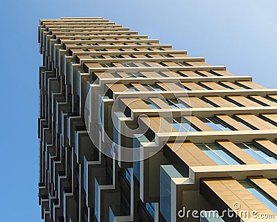 Belgrade, Serbia, November 6, 2020. A view on a modern Belgrade Waterfront building with terraces and blue sky in the background Editorial Stock Photo