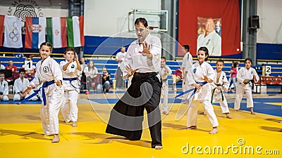 Kids and Children Martial Arts Sport Demonstration. Kyokushin Be Editorial Stock Photo