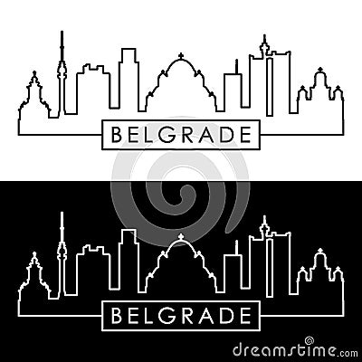 Belgrade skyline. Linear style. Editable vector file. Vector Illustration