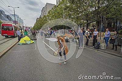 Belgrade students protest in front of Education Ministry Editorial Stock Photo