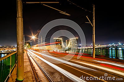 Belgrade waterfront and Old bridge on the Sava River. Editorial Stock Photo