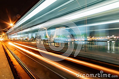 Belgrade waterfront and Old bridge on the Sava River. Editorial Stock Photo