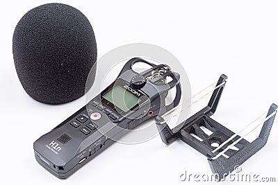 Belgrade - 20.02.2022 - Zoom H1n recording device isolated above white background Editorial Stock Photo