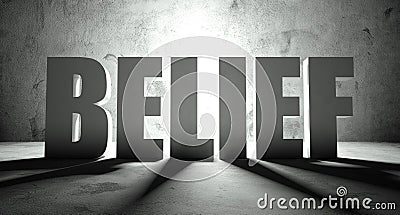 Belief word with shadow, background Stock Photo