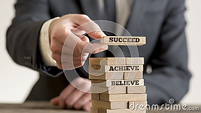 Believe Achieve and Succeed Stock Photo