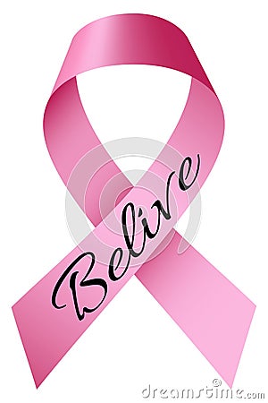 Believe breast cancer logo, realistic style Cartoon Illustration