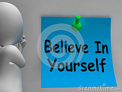Believe In Yourself Note Shows Self Belief Stock Photo