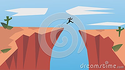 Belive in Yourself and Dare to be Yourself. Take Risk in Life and Move for Your Goals. The Jumping Man is a Concept of Determinati Stock Photo