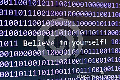 Belive in yourself digits on the screen Stock Photo