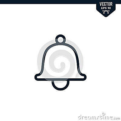 Bell alarm icon collection outlined style Vector Illustration