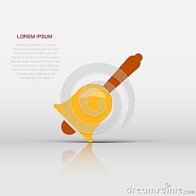 Bell alarm vector icon in flat style. Bell jingle illustration on white isolated background. Gong business concept Vector Illustration