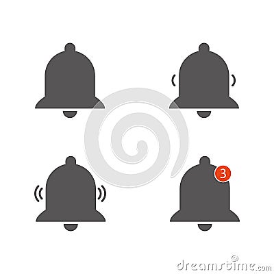 Bell notification icon for incoming messages. Vector illustration on a white background. Set Vector Illustration