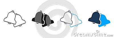 Bell Notification Line And Solid Icon Set. Alert And Reminder Symbol Collection. Communication And Messaging Alert Vector Illustration